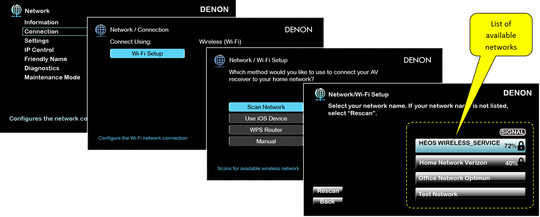 how to connect denon receiver to wifi?